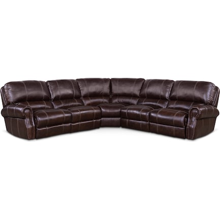 Dartmouth 5-Piece Dual-Power Reclining Sectional with 2 Reclining Seats - Chocolate