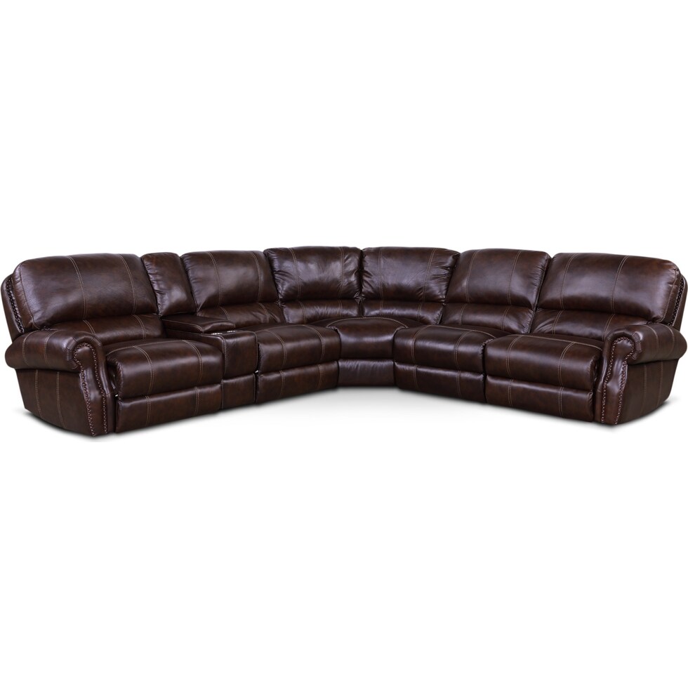 dartmouth chocolate dark brown  pc power reclining sectional   