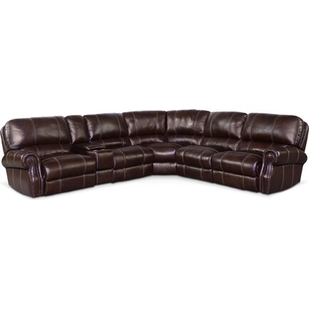 Dartmouth 6-Piece Dual-Power Reclining Sectional with 3 Reclining Seats - Chocolate