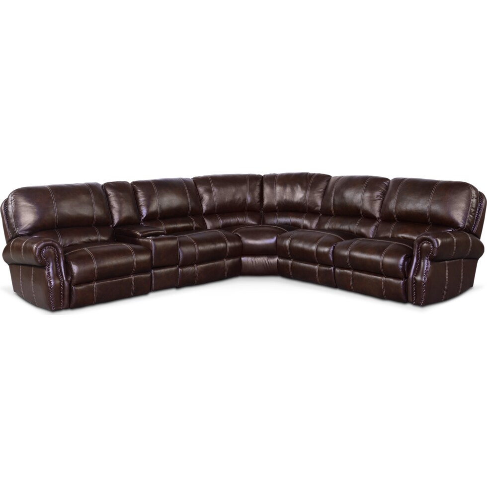 dartmouth chocolate dark brown power reclining sectional   