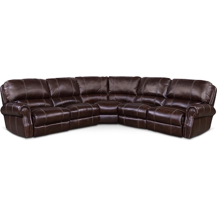 Dartmouth 5-Piece Dual-Power Reclining Sectional with 3 Reclining Seats - Chocolate
