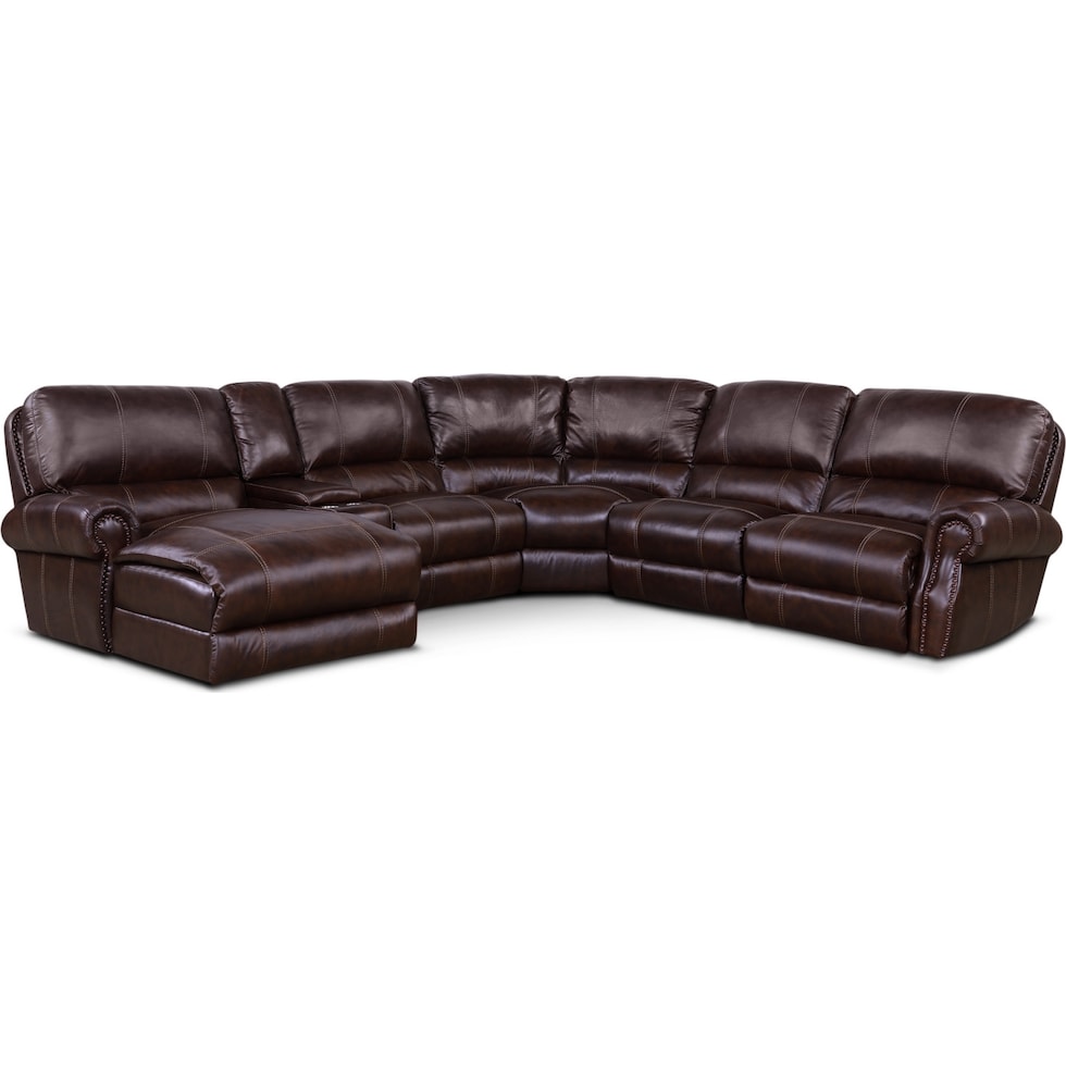 dartmouth chocolate dark brown power reclining sectional   