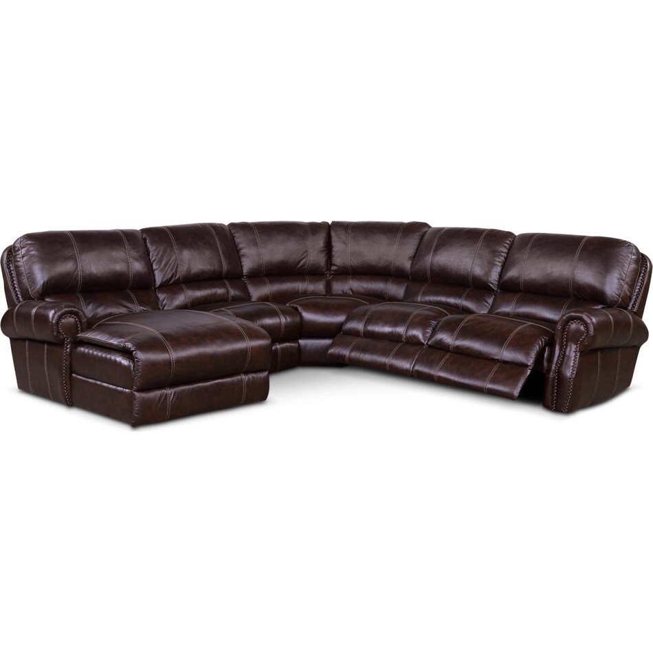 Dartmouth 5Piece DualPower Reclining Sectional with Chaise and 2