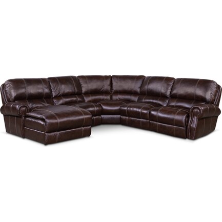 Dartmouth 5-Piece Power Reclining Sectional w/ Left-Facing Chaise and 2 Reclining Seats - Chocolate