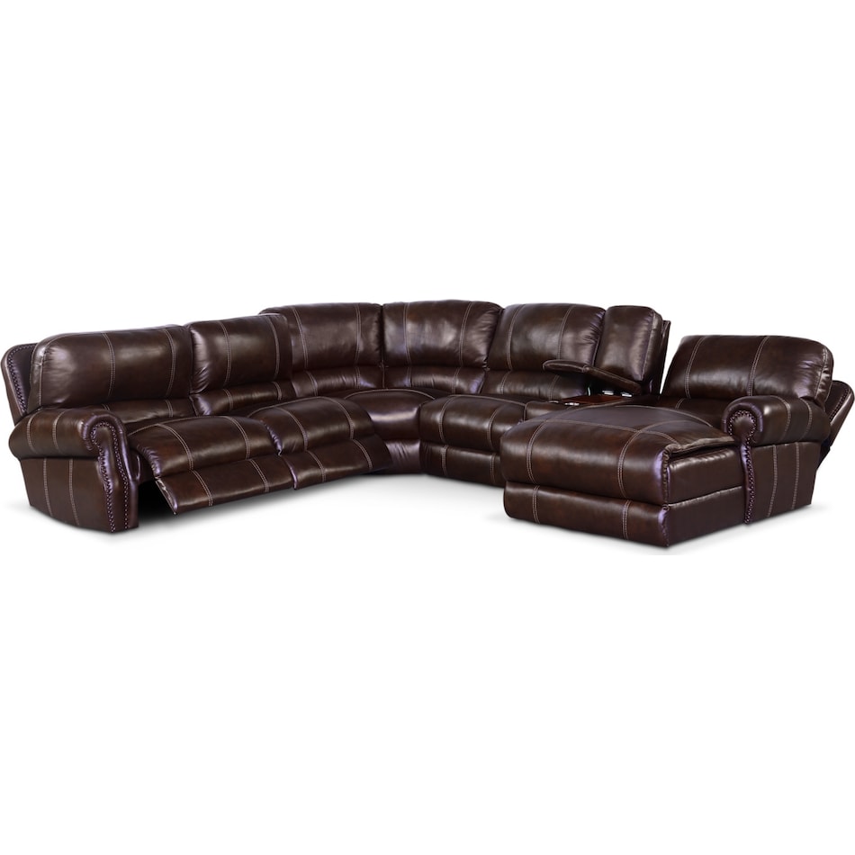 Dartmouth 6Piece DualPower Reclining Sectional with Chaise and 2