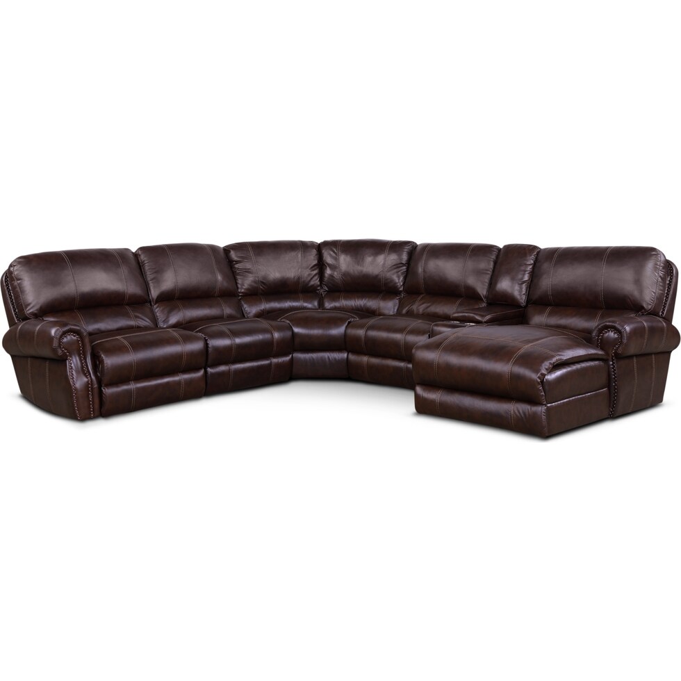 dartmouth chocolate dark brown power reclining sectional   
