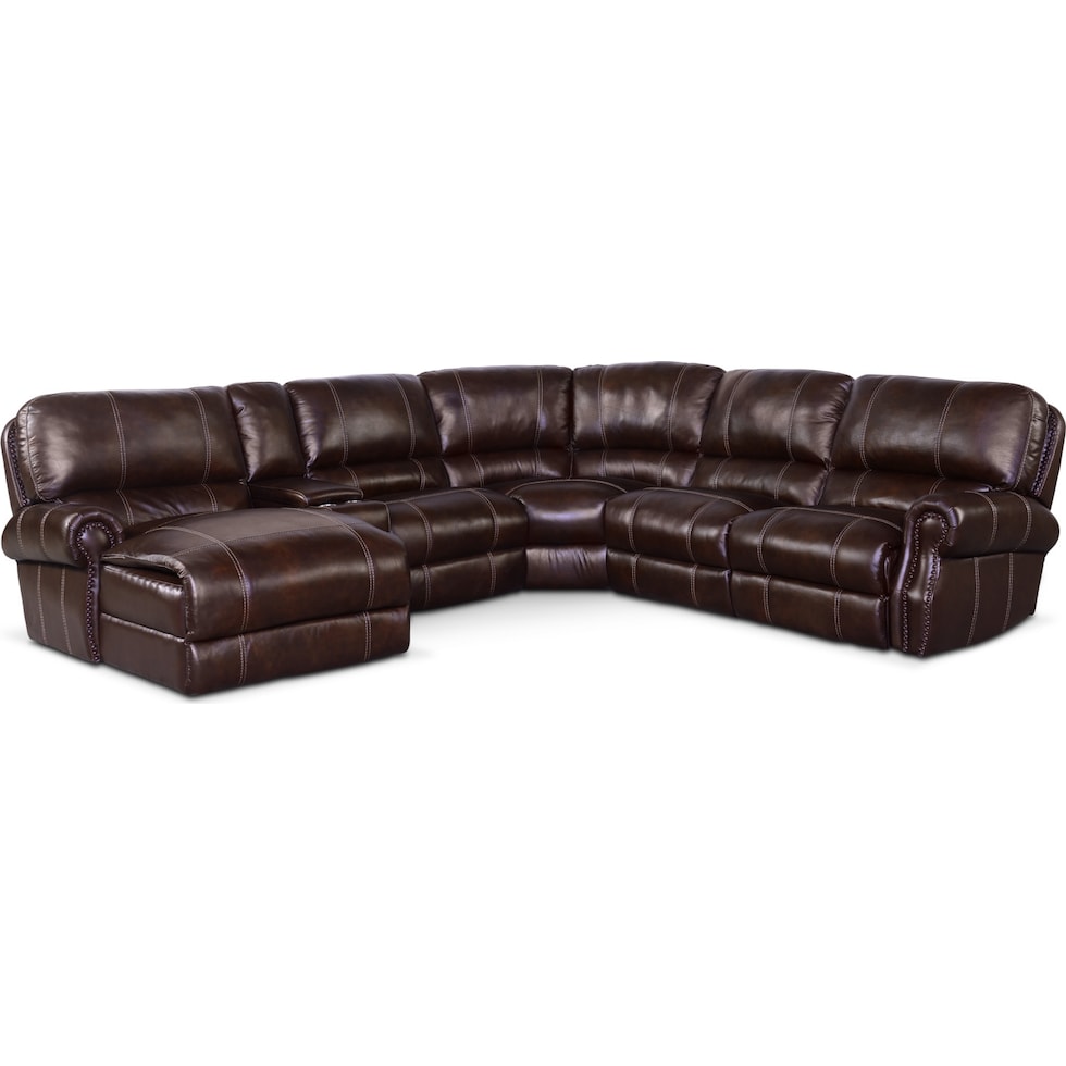 dartmouth chocolate dark brown power reclining sectional   