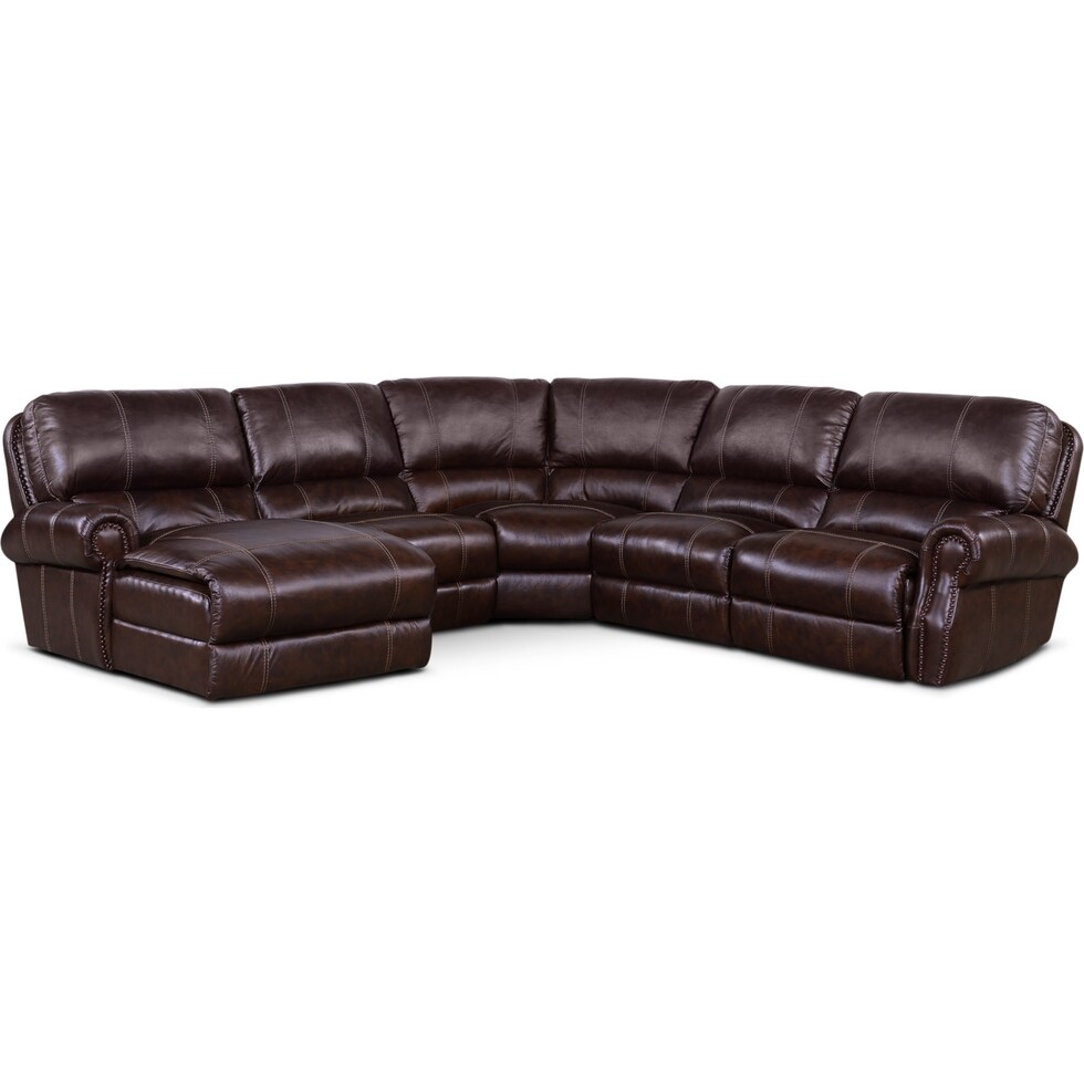 dartmouth chocolate dark brown power reclining sectional   