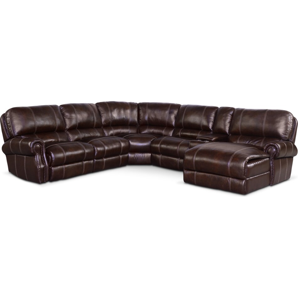 dartmouth chocolate dark brown power reclining sectional   