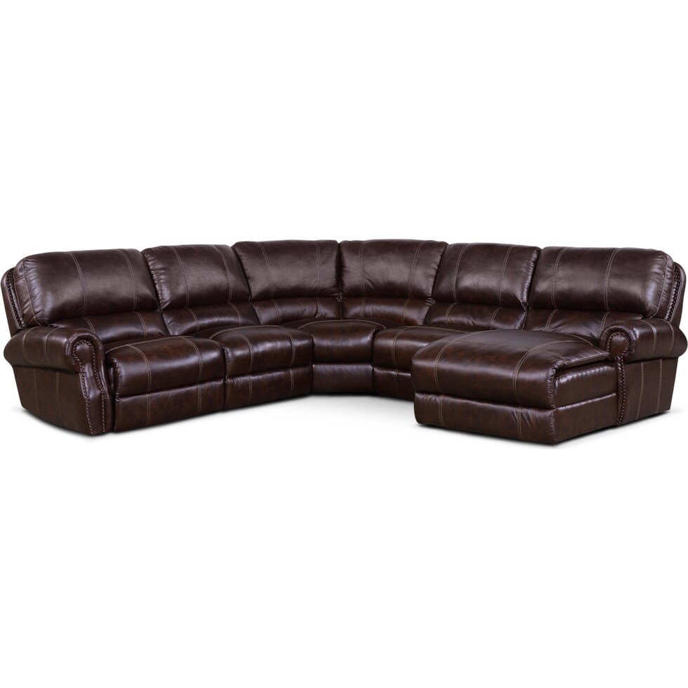 dartmouth chocolate dark brown power reclining sectional   