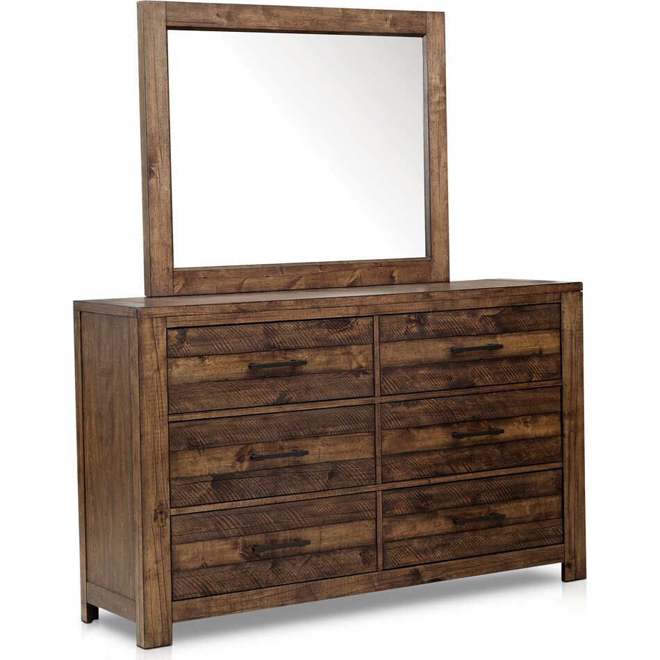 dawson dark brown dresser & mirror   