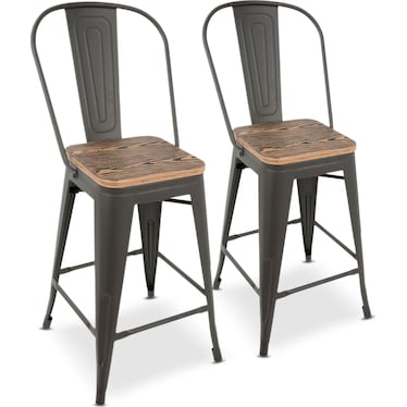 Dax Set of 2 High Back Counter-Height Stools