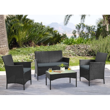 Daytona Outdoor Loveseat, Set of 2 Chairs and Coffee Table