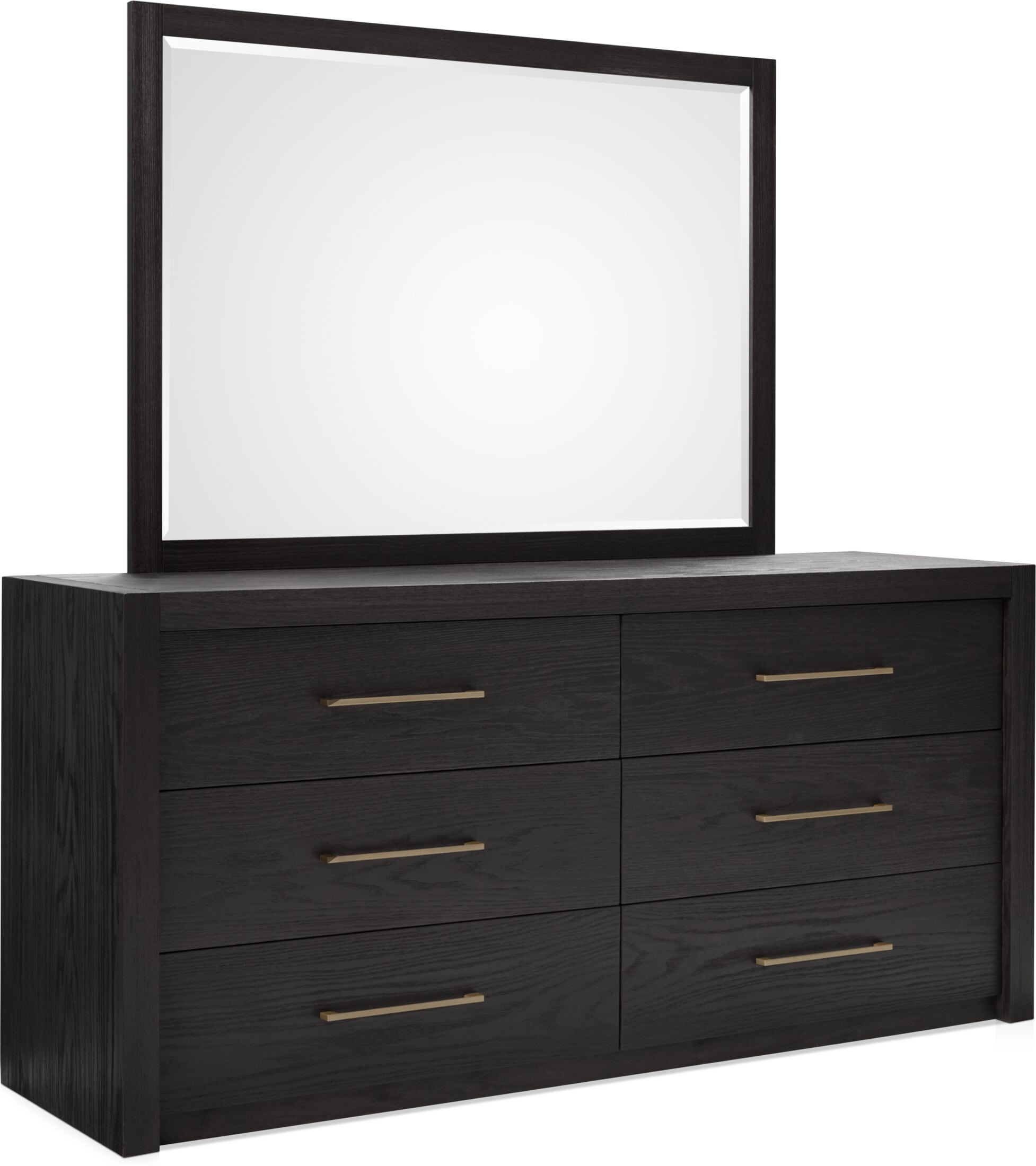 Brown dresser deals with mirror