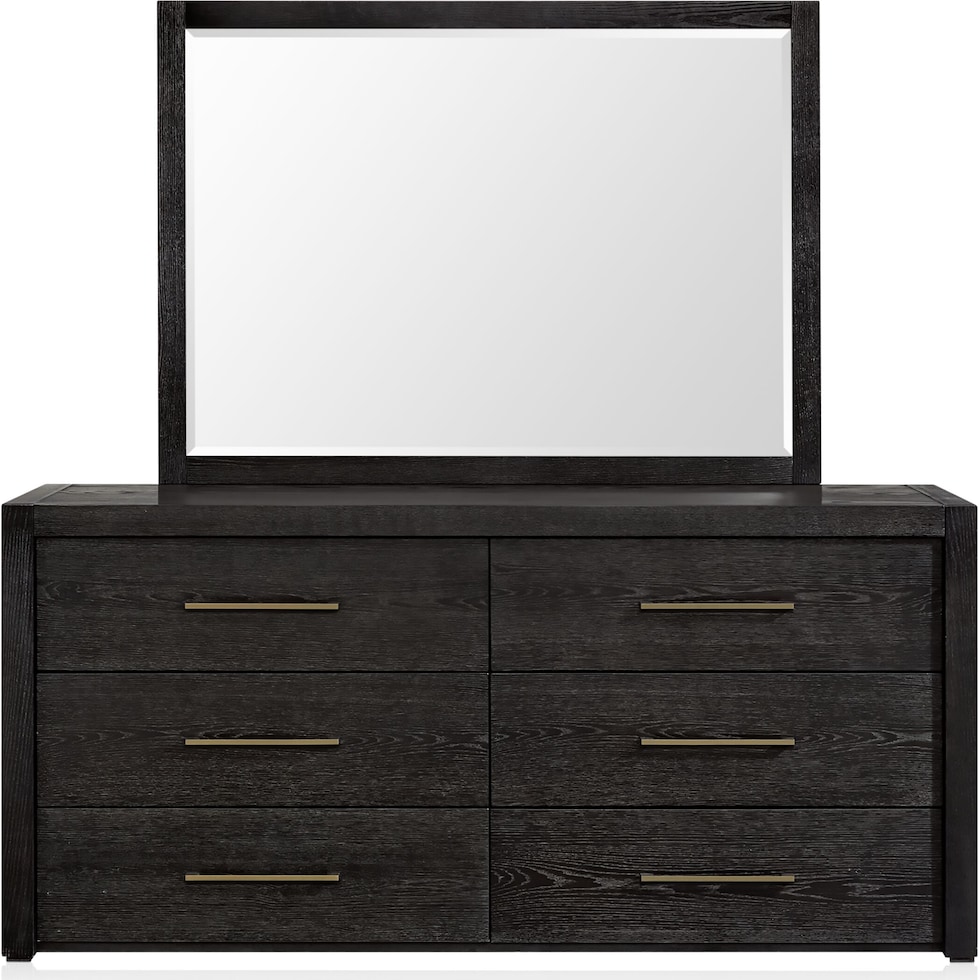 decker dark brown dresser and mirror   