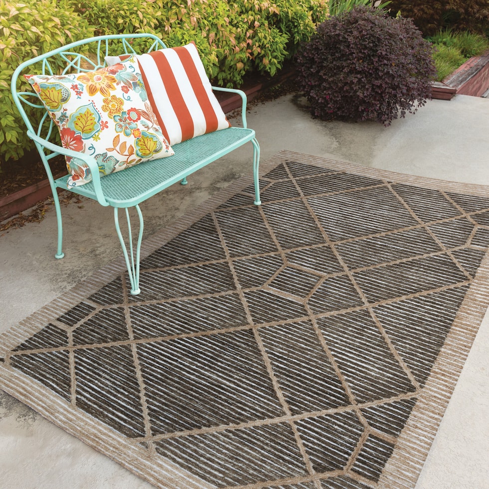 deja dark brown outdoor area rug   