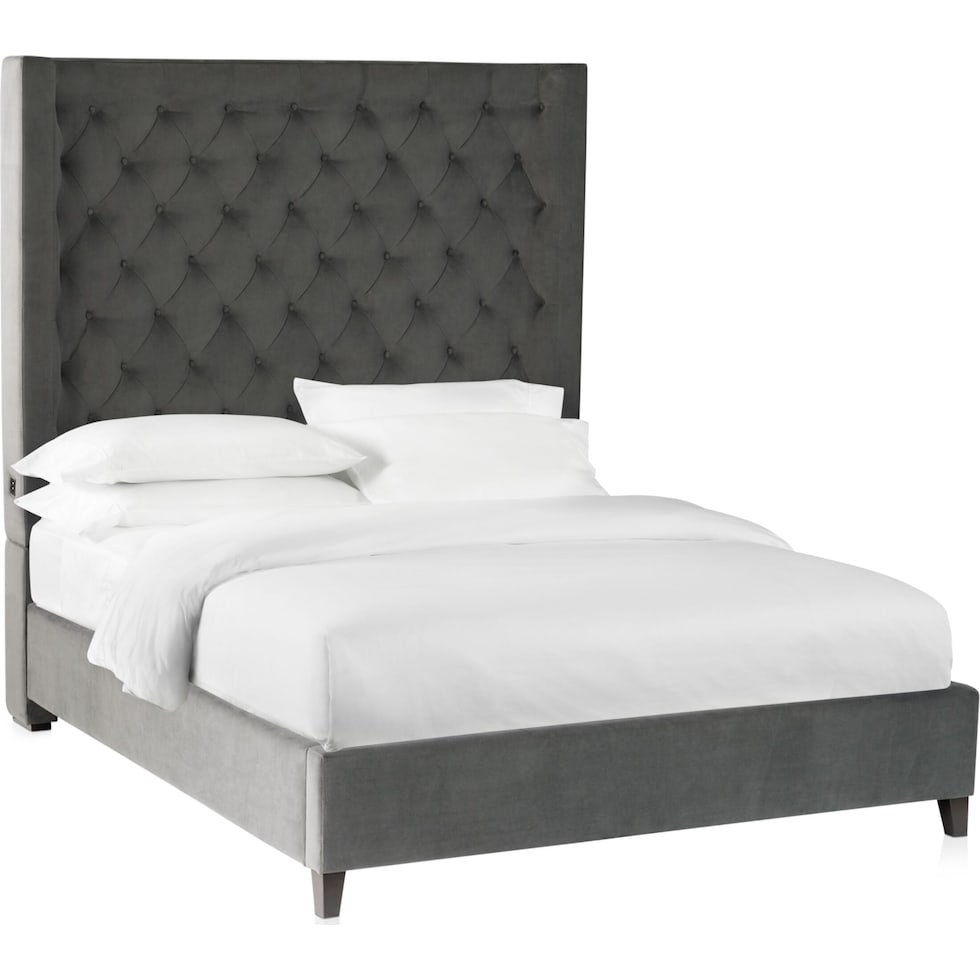 del mar gray queen upholstered bed   