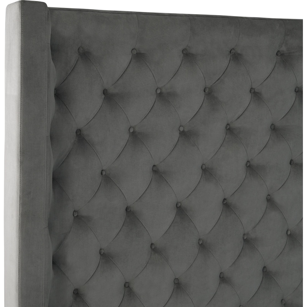 del mar gray queen upholstered bed   