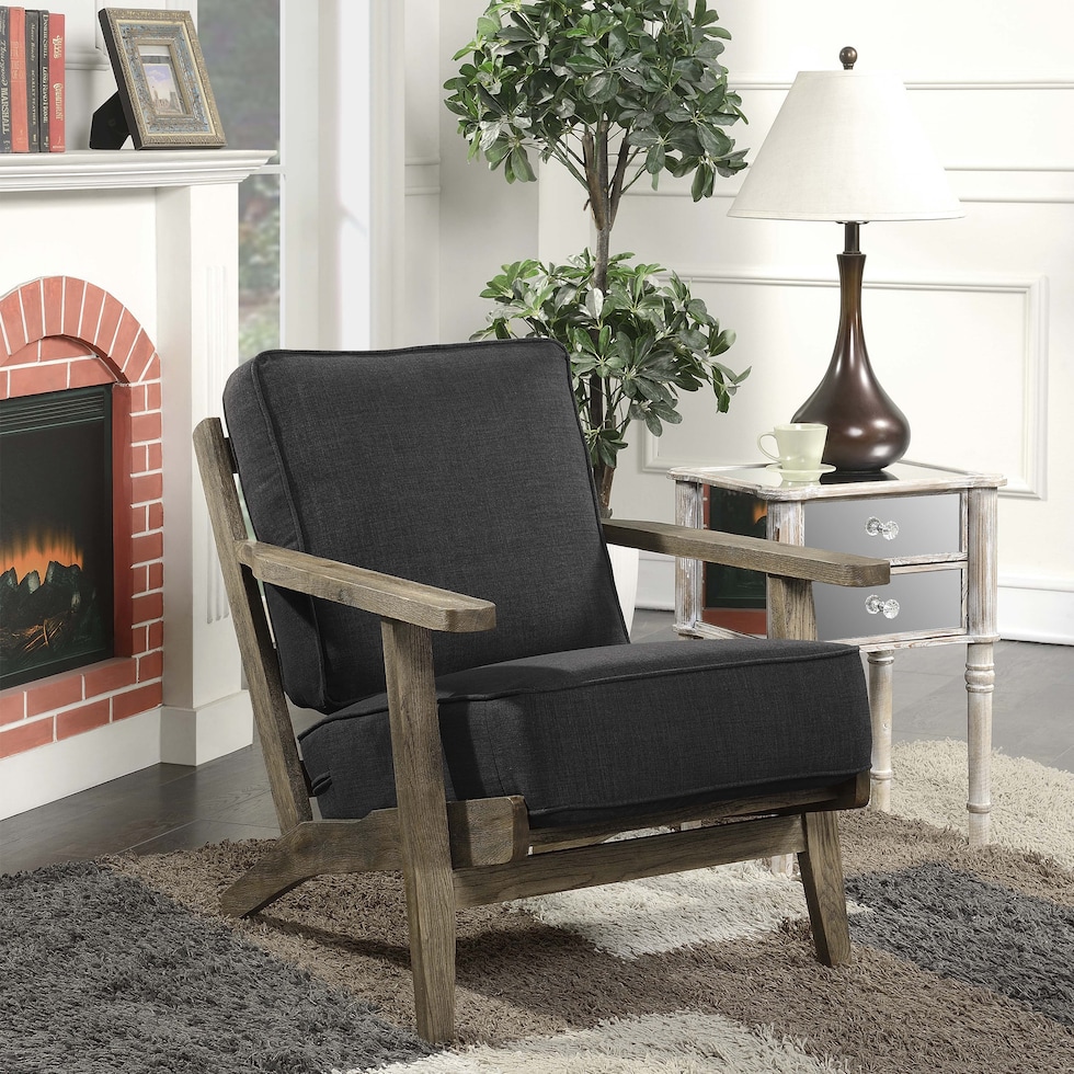 del ray black accent chair   