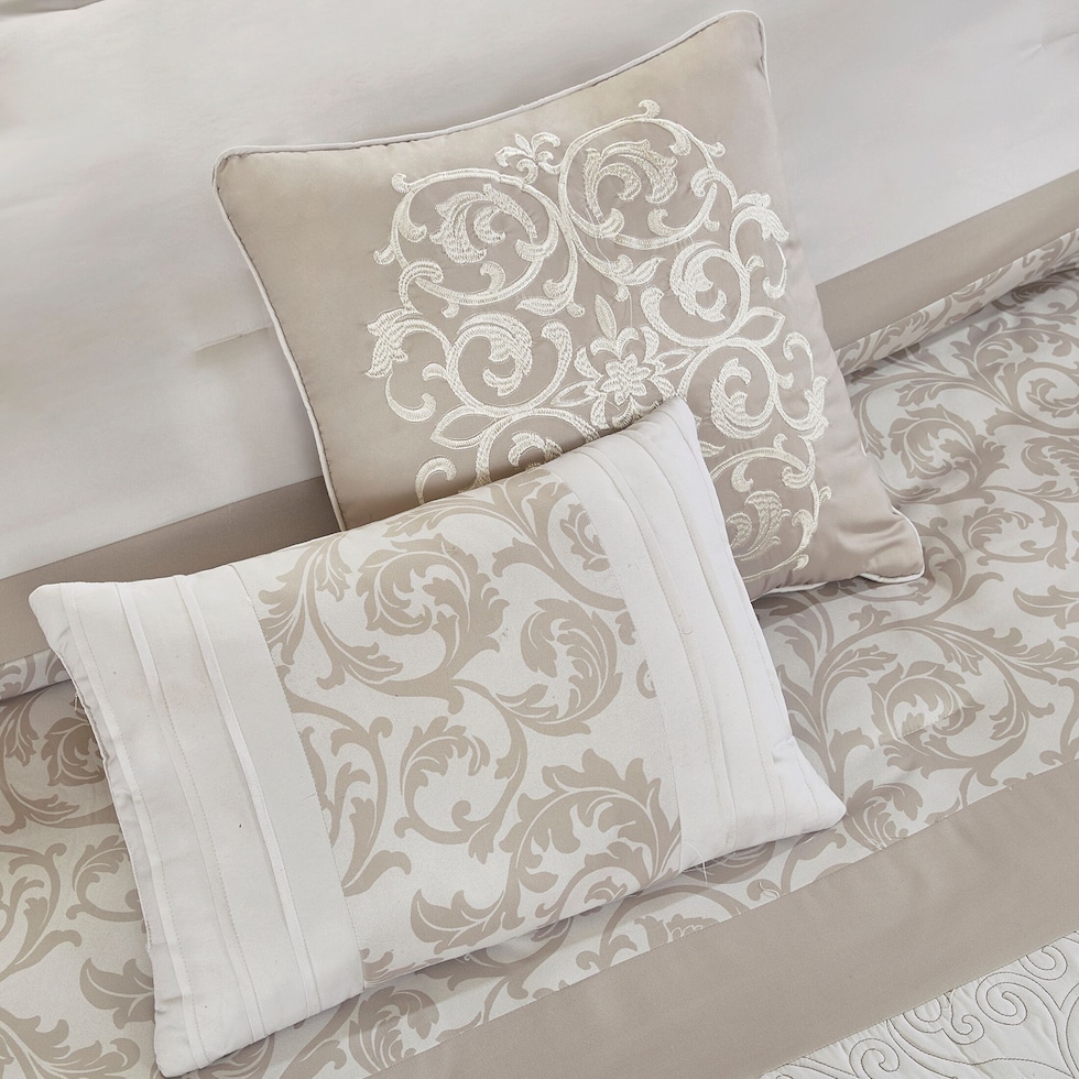 delphine light brown queen bedding set   