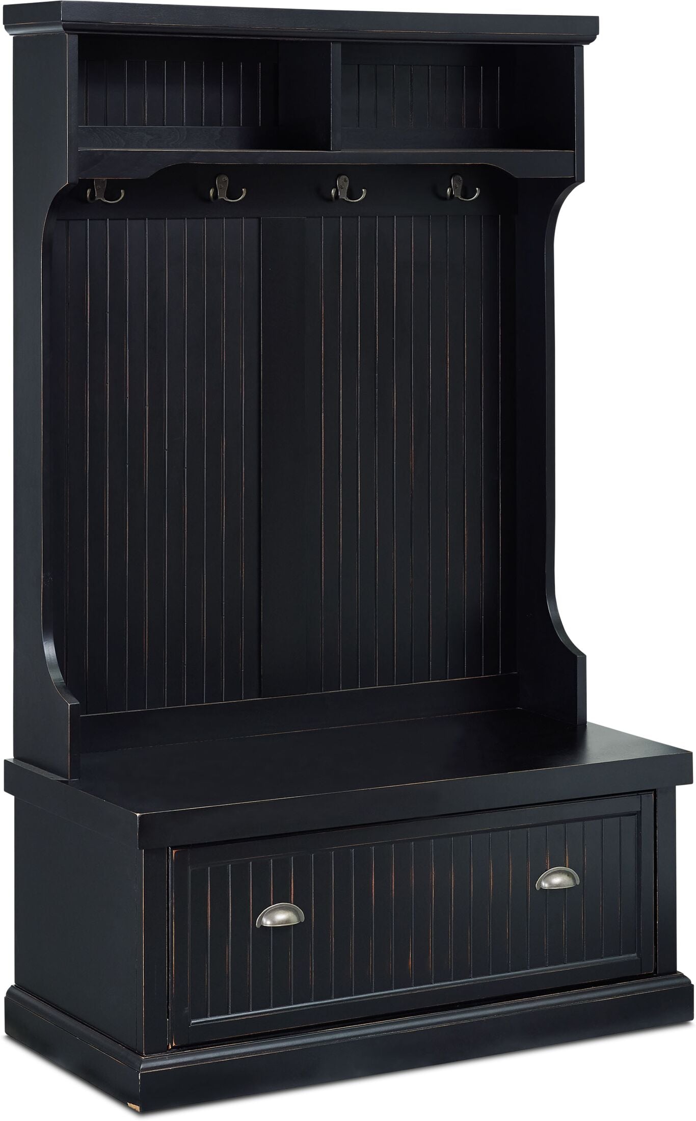 Black hall tree with storage bench hot sale