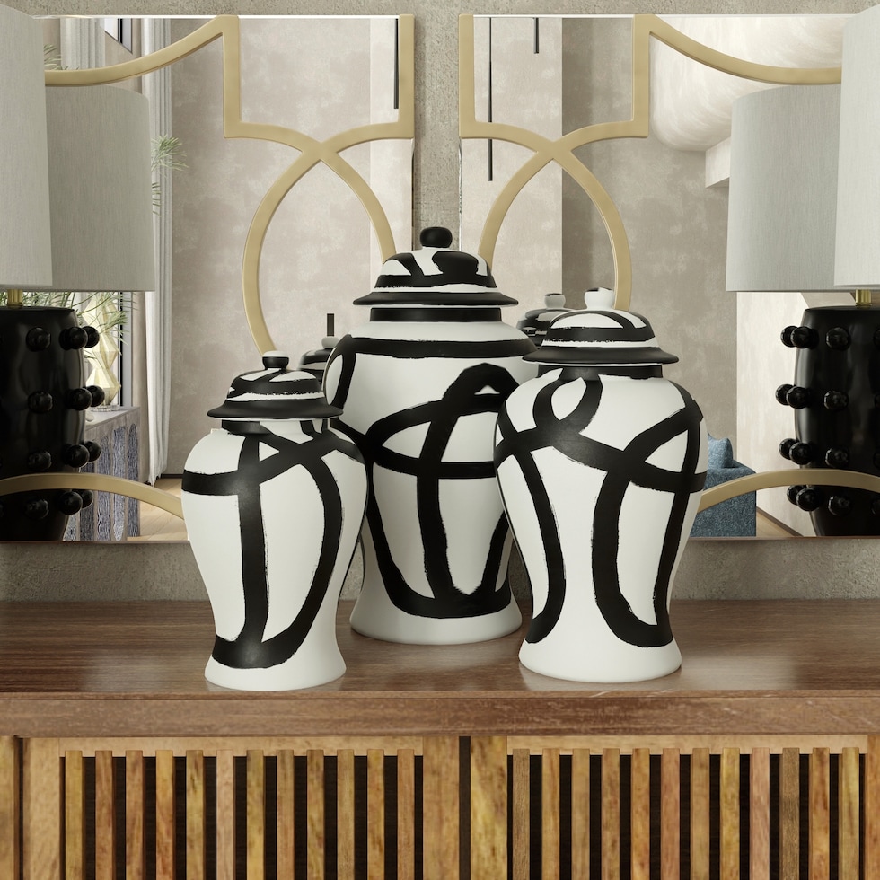 demeter black white jar   