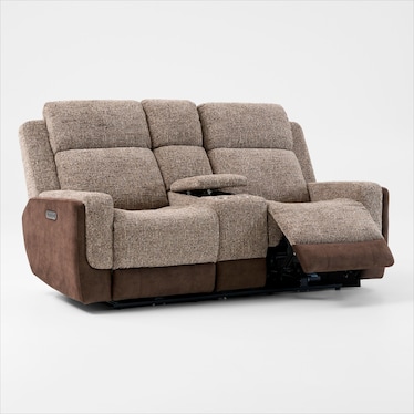 Desmond Dual-Power Reclining Loveseat with Console
