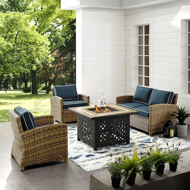 Destin Outdoor Loveseat, 2 Chairs and Fire Table