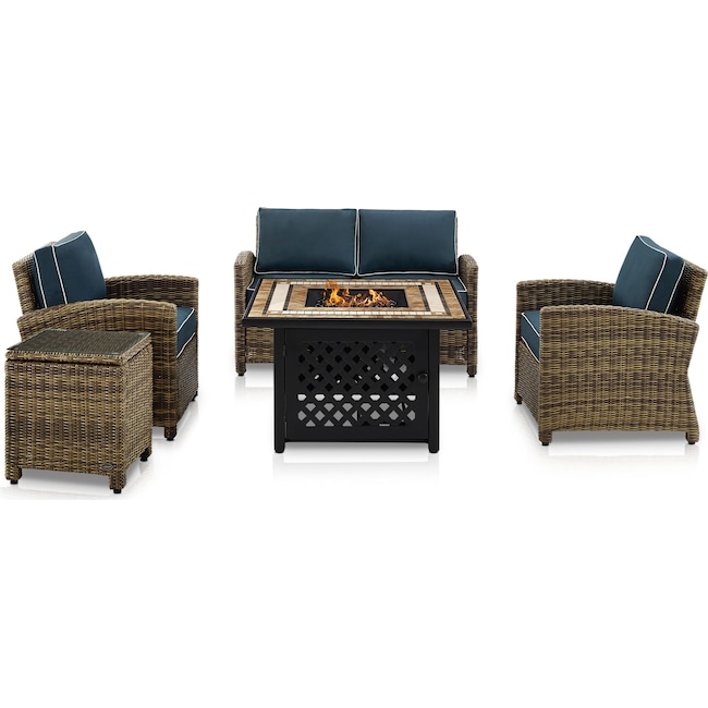 Outdoor Furniture - Destin Outdoor Loveseat, 2 Chairs, End Table and Fire Table