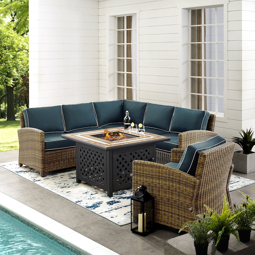 destin blue outdoor sectional set   