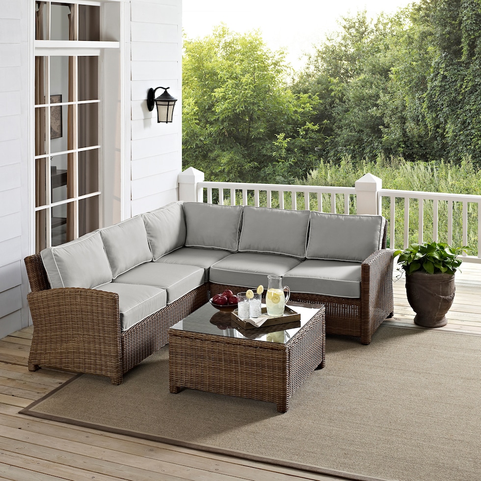 destin brown gray outdoor sectional set   
