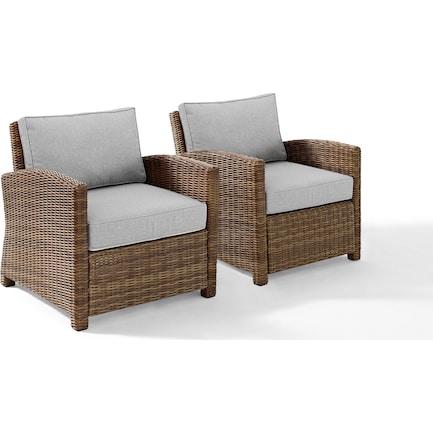 Destin Set of 2 Outdoor Chairs - Gray/Brown