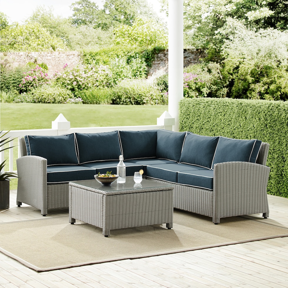 destin gray navy outdoor sectional set   