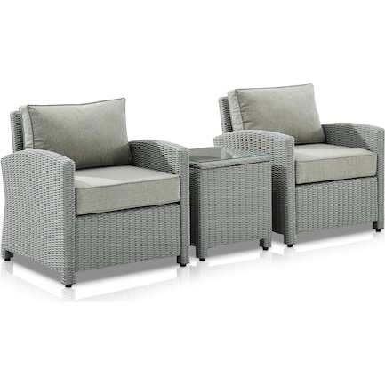 Destin Set of 2 Outdoor Chairs and End Table - Gray