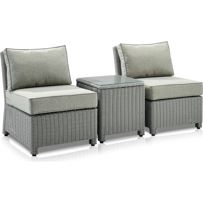 Outdoor Furniture - Destin Set of 2 Outdoor Armless Chairs and End Table