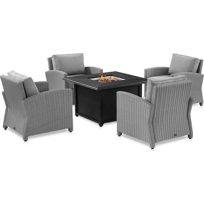 Outdoor Furniture - Destin Set of 4 Outdoor Chairs and Fire Tybee Table