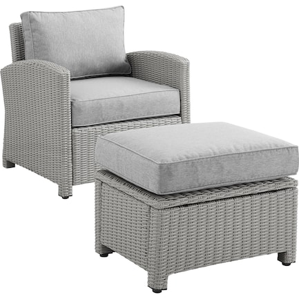 Destin Outdoor Chair and Ottoman Set - Gray
