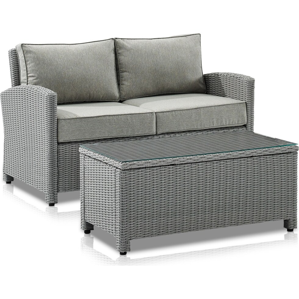 destin gray outdoor loveseat set   