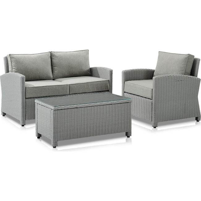 Outdoor Furniture - Destin Outdoor Loveseat, Chair and Coffee Table Set