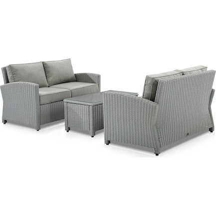 Destin Set of 2 Outdoor Loveseats and Coffee Table