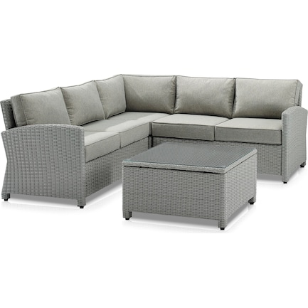 Destin 3-Piece Outdoor Sectional and Coffee Table Set - Gray
