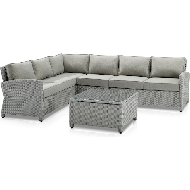 Outdoor Furniture - Destin 4-Piece Outdoor Sectional and Coffee Table Set