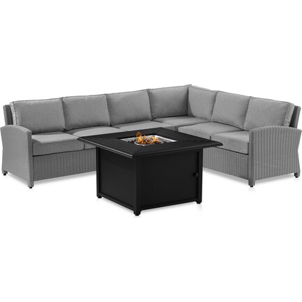 Destin Outdoor 4-Piece Sectional and Tybee Fire Table Set