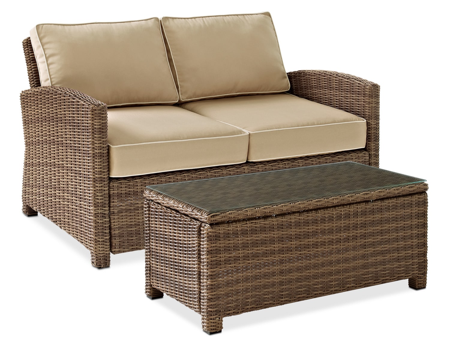 Destin Outdoor Loveseat and Coffee Table Set American Signature Furniture