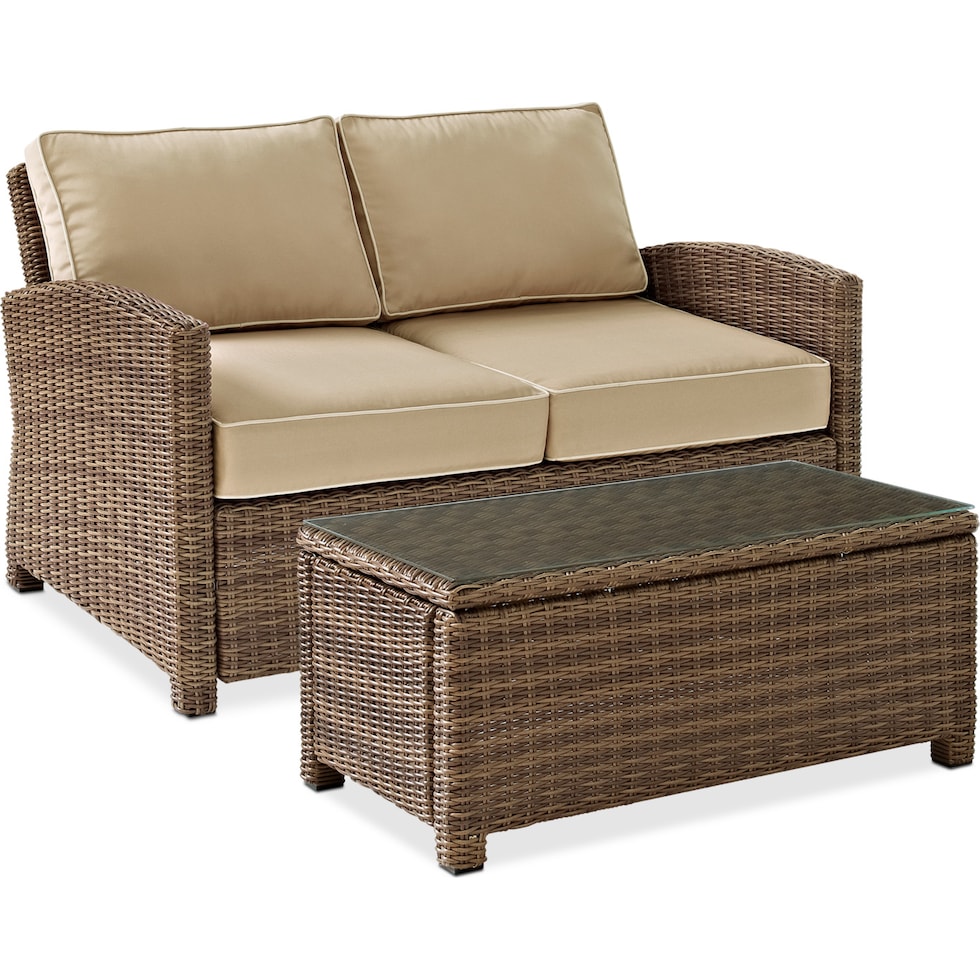 destin light brown outdoor loveseat set   