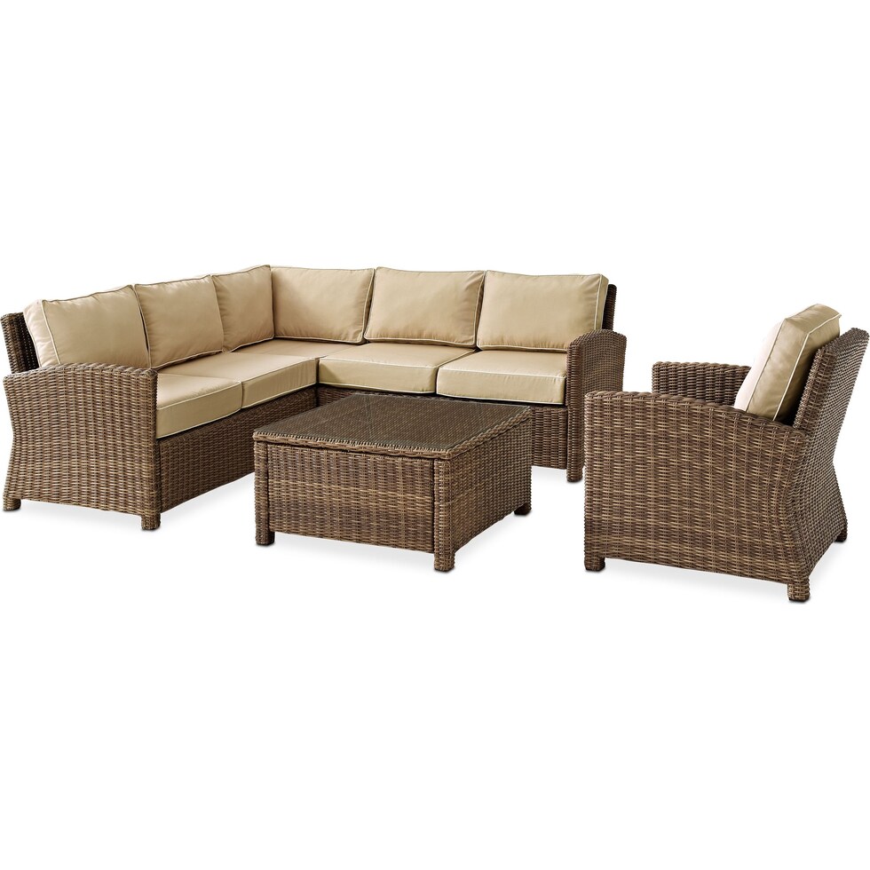 destin light brown outdoor sectional set   