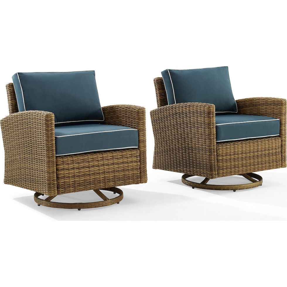 destin navy brown outdoor swivel rocker set   