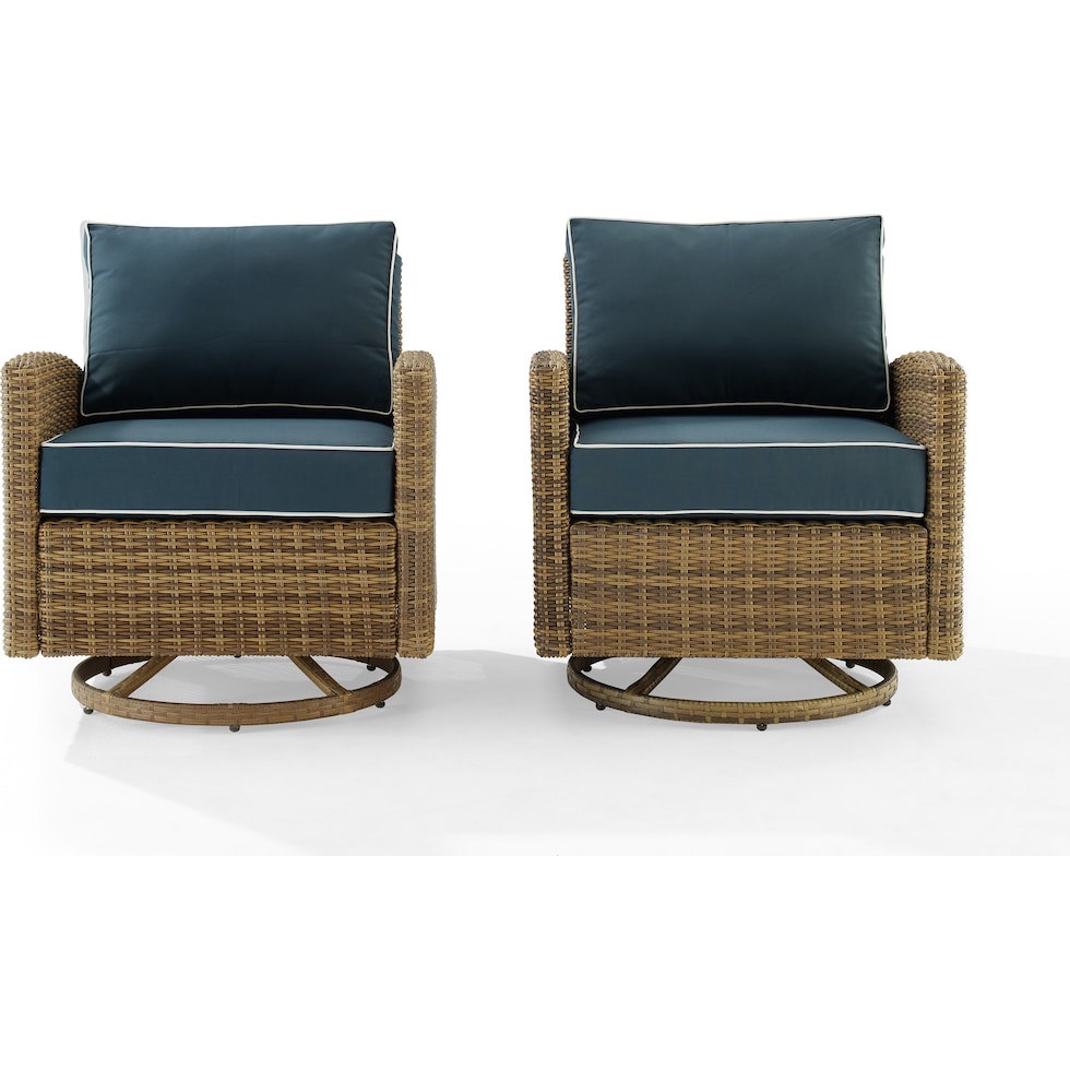 destin navy brown outdoor swivel rocker set   