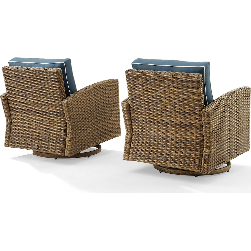 destin navy brown outdoor swivel rocker set   