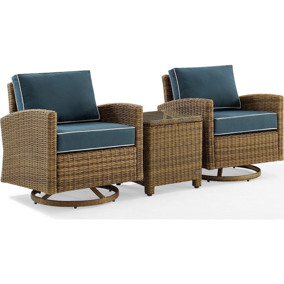 destin navy brown outdoor swivel rocker set   